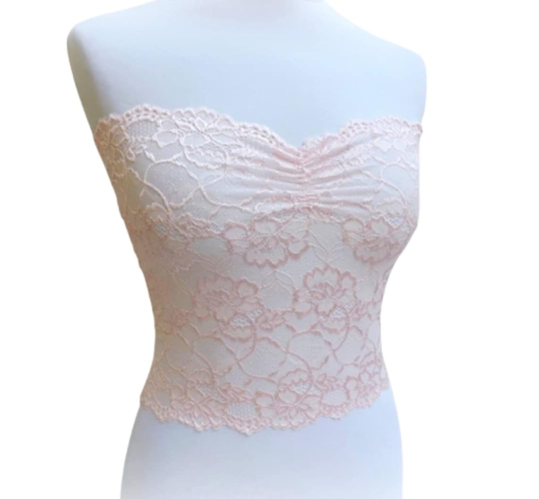 Amazon.com: Light Pink See Through Floral Elastic Lace Tube
